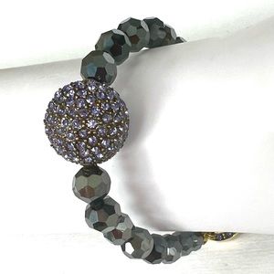 Heidi Daus 🆕 “Delightful Double” Tanzanite Swarovski Crystals Toggle bracelet